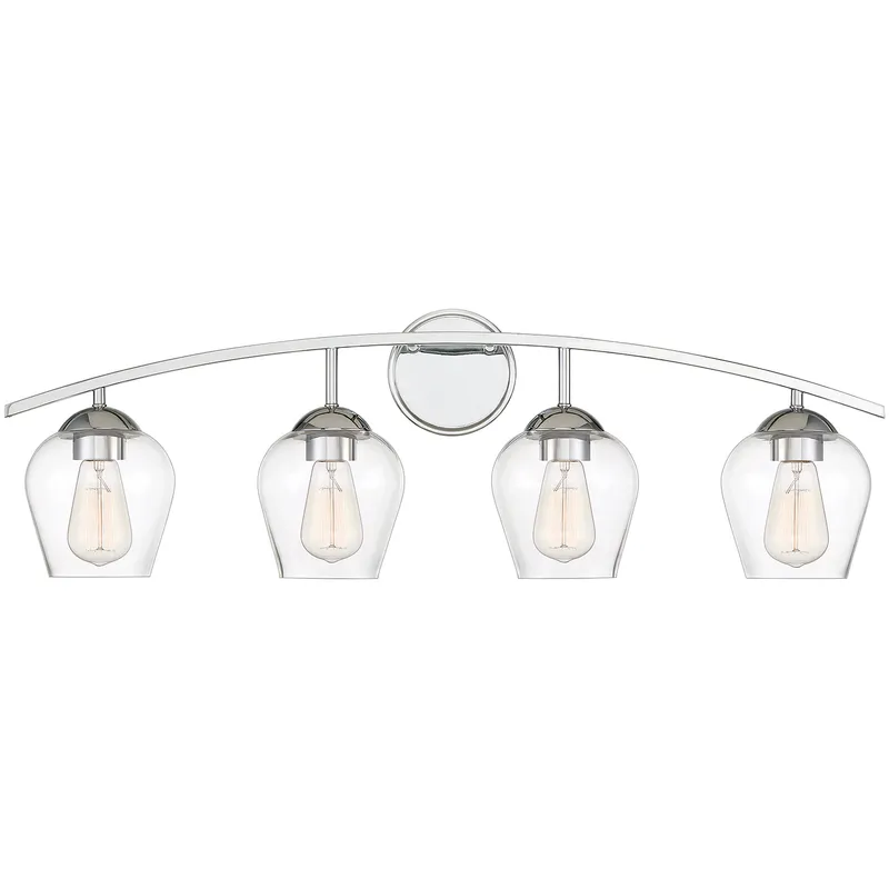 Transitional 4 Light 32.75 inch Chrome Bathroom Vanity Light Wall Light