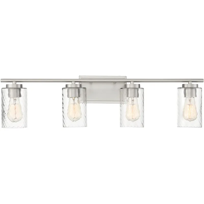 Transitional 4 Light 32 inch Brushed Nickel Bathroom Vanity Light Wall Light