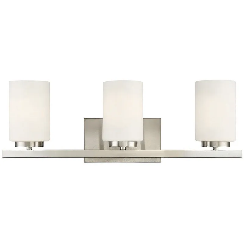 Contemporary 3 Light 24 inch Brushed Nickel Bathroom Vanity Light Wall Light