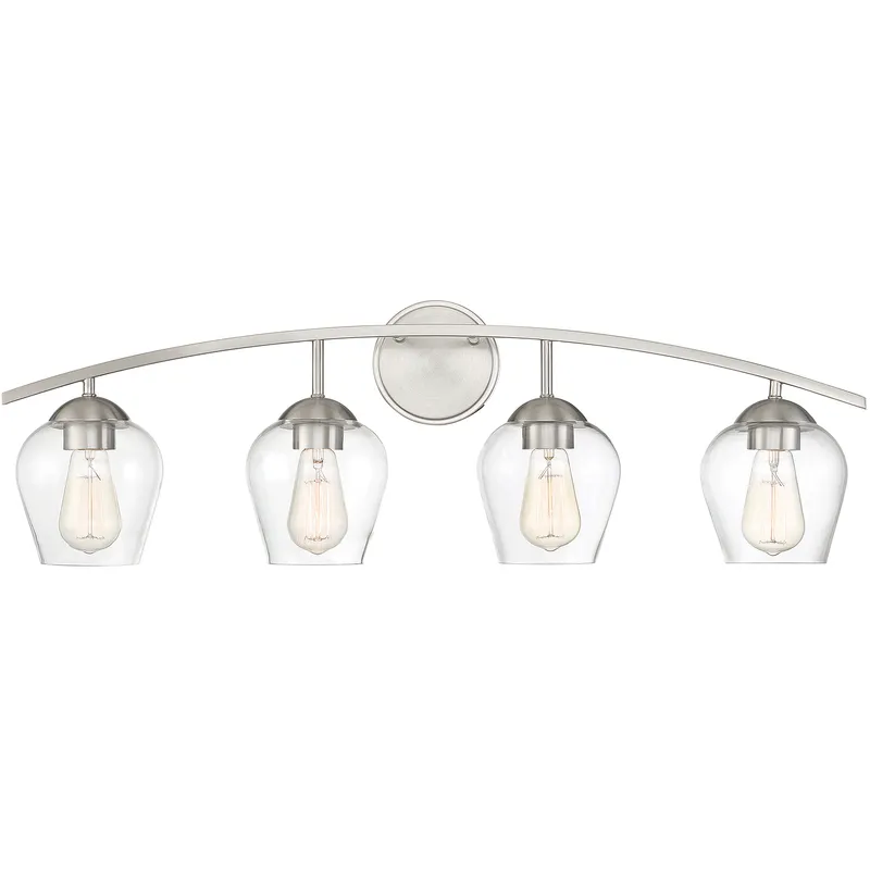 Transitional 4 Light 32.75 inch Brushed Nickel Bathroom Vanity Light Wall Light