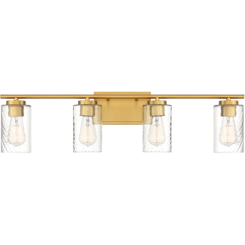 Transitional 4 Light 32 inch Natural Brass Bathroom Vanity Light Wall Light