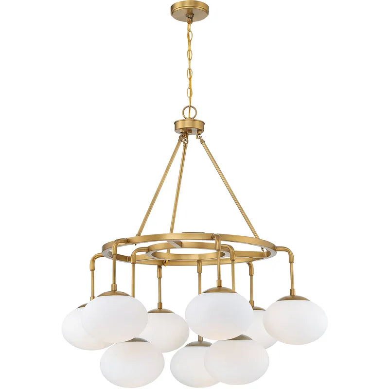 Modern 9 Light 34 inch Natural Brass Chandelier Ceiling Light