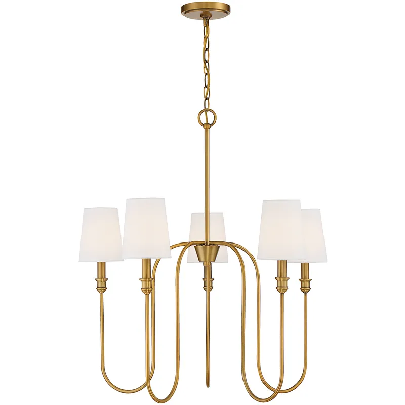 Traditional 5 Light 27.25 inch Natural Brass Chandelier Ceiling Light