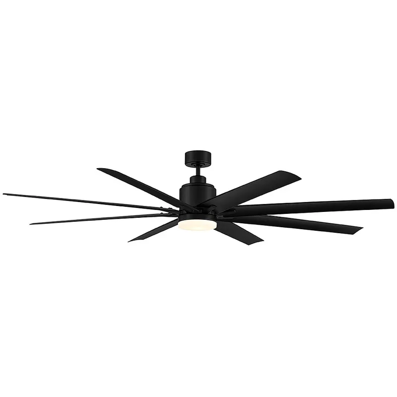 Modern 72 inch Matte Black Outdoor Ceiling Fan