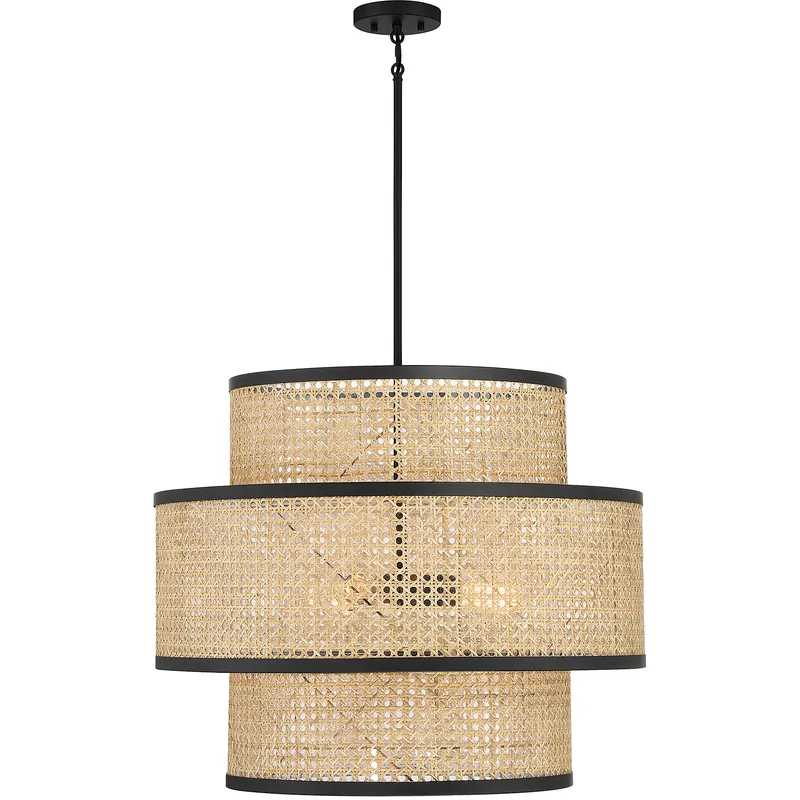 Mid-Century Modern 3 Light 22 inch Matte Black Pendant Ceiling Light