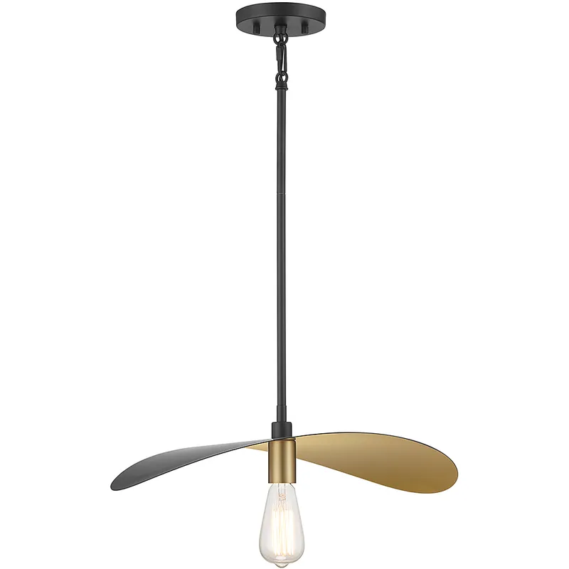 Stella 1 Light 20 inch Matte Black with Natural Brass Pendant Ceiling Light