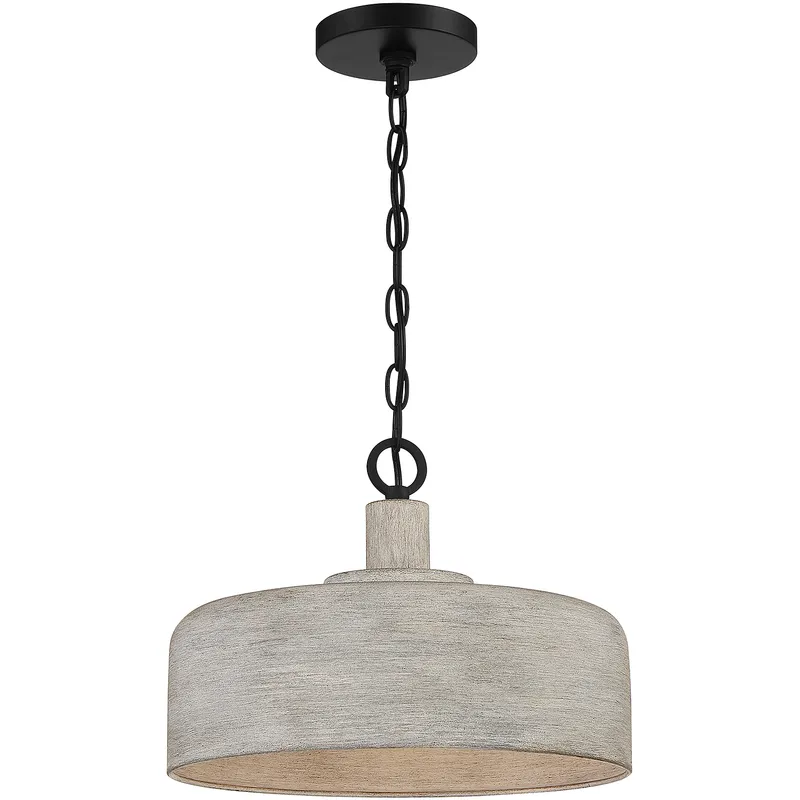 Farmhouse 1 Light 14 inch Weathered Gray with Black Pendant Ceiling Light