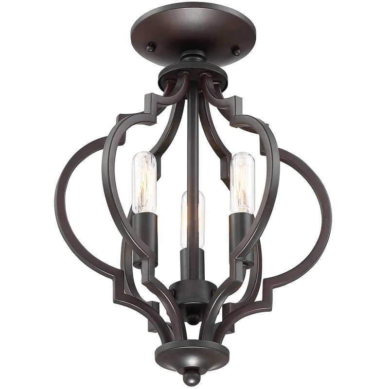 Transitional 3 Light 11 inch Oil Rubbed Bronze Convertible Semi-Flush or Pendant Ceiling Light