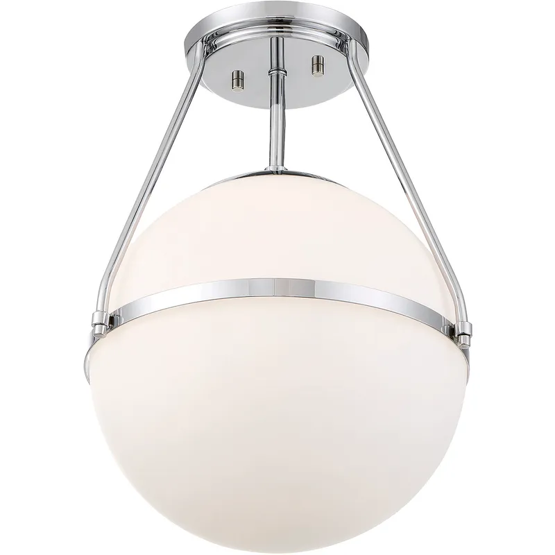 Mid-Century Modern 1 Light 13.25 inch Chrome Semi-Flush Ceiling Light