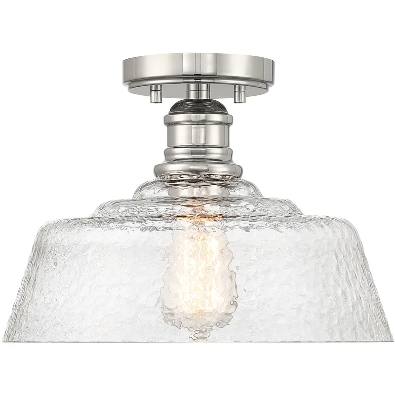 Vintage 1 Light 13 inch Polished Nickel Semi-Flush Ceiling Light