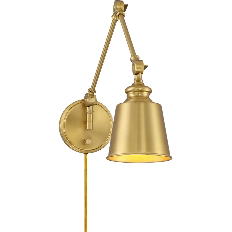 Farmhouse 60.00 watt Natural Brass Adjustable Wall Sconce Wall Light