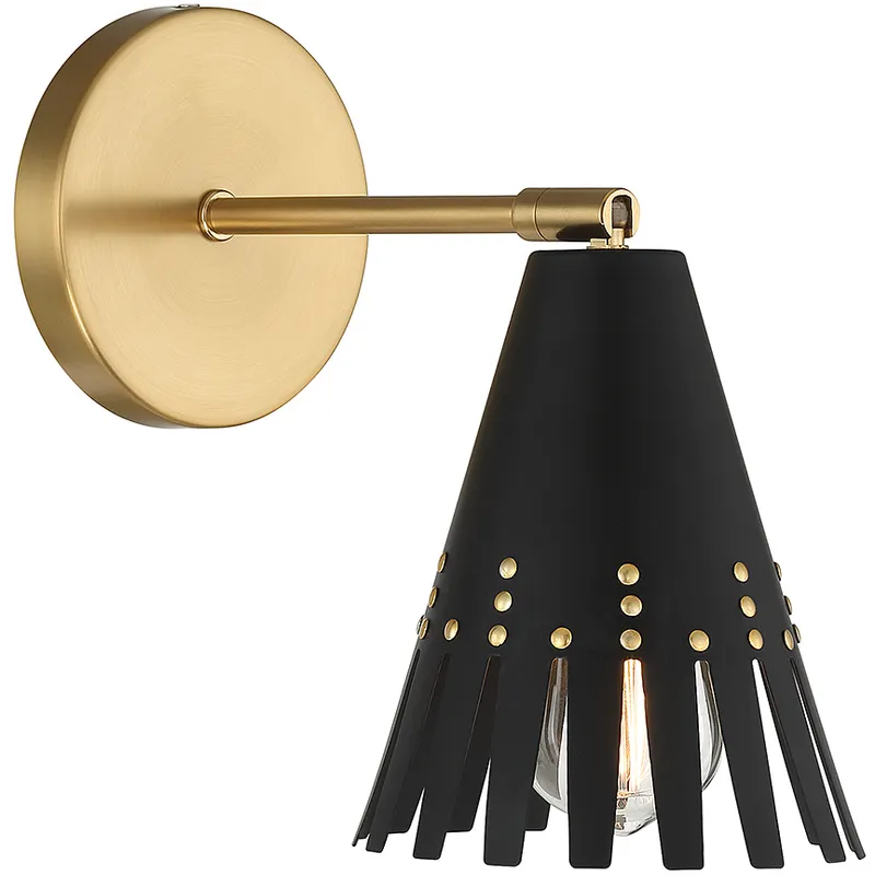 Stella 11 inch 60.00 watt Matte Black with Natural Brass Adjustable Wall Sconce Wall Light