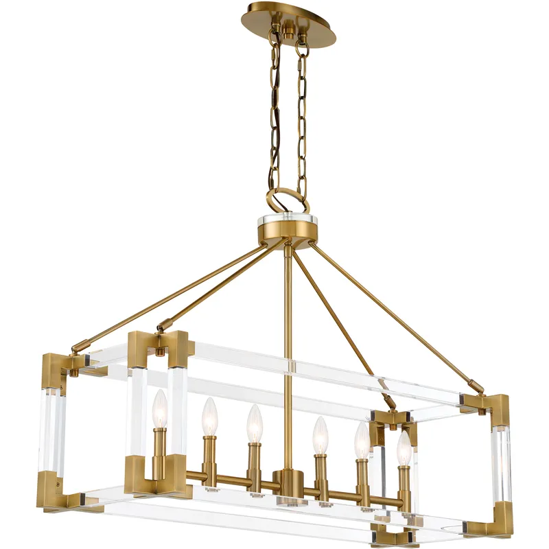 Prima Vista 6 Light 38 inch Aged Antique Brass Island Light Ceiling Light