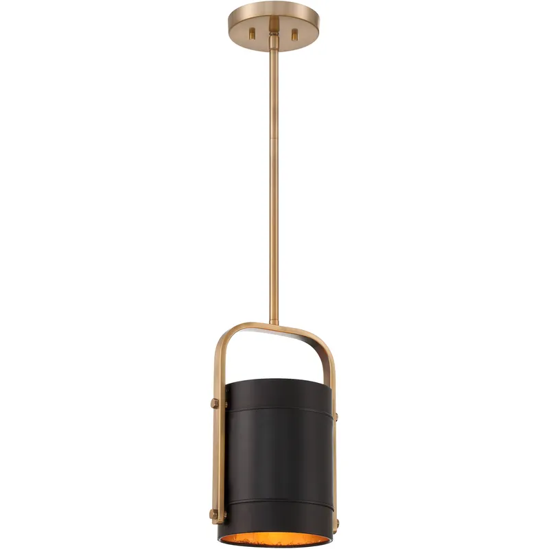 Contrast 1 Light 8.75 inch Aged Antique Brass And Coal Mini Pendant Ceiling Light