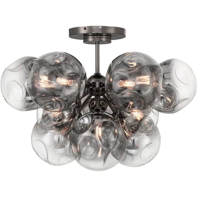 Neveh 12 Light 27.63 inch Gun Metal Semi Flush Ceiling Light