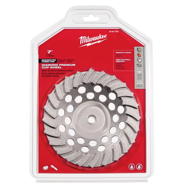 Milwaukee 7" Diamond Cup Wheel Segmented-turbo