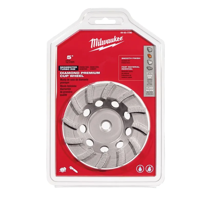 Milwaukee 5" Diamond Max Turbo Cup Grinding Wheel 18 Segment
