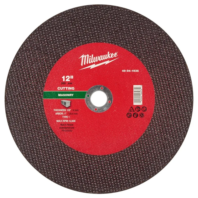 Milwaukee 12 in x 1/8 in x 1 in Type 1 Masonry Cut Off Wheel (10 Pack)