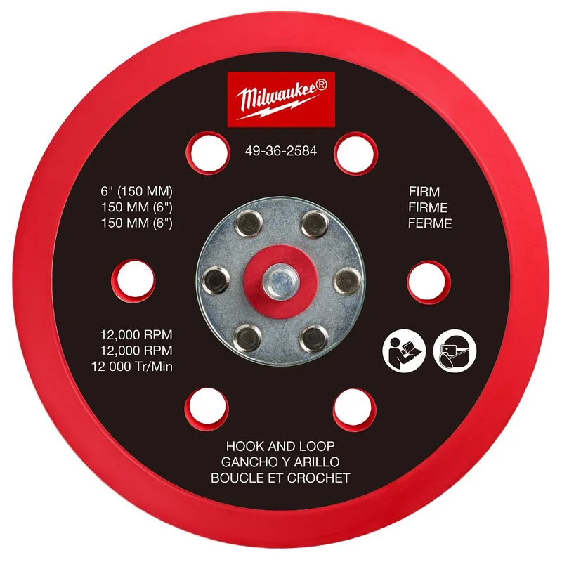 Milwaukee 6" Hook and Loop Sander Backing Pad - Firm