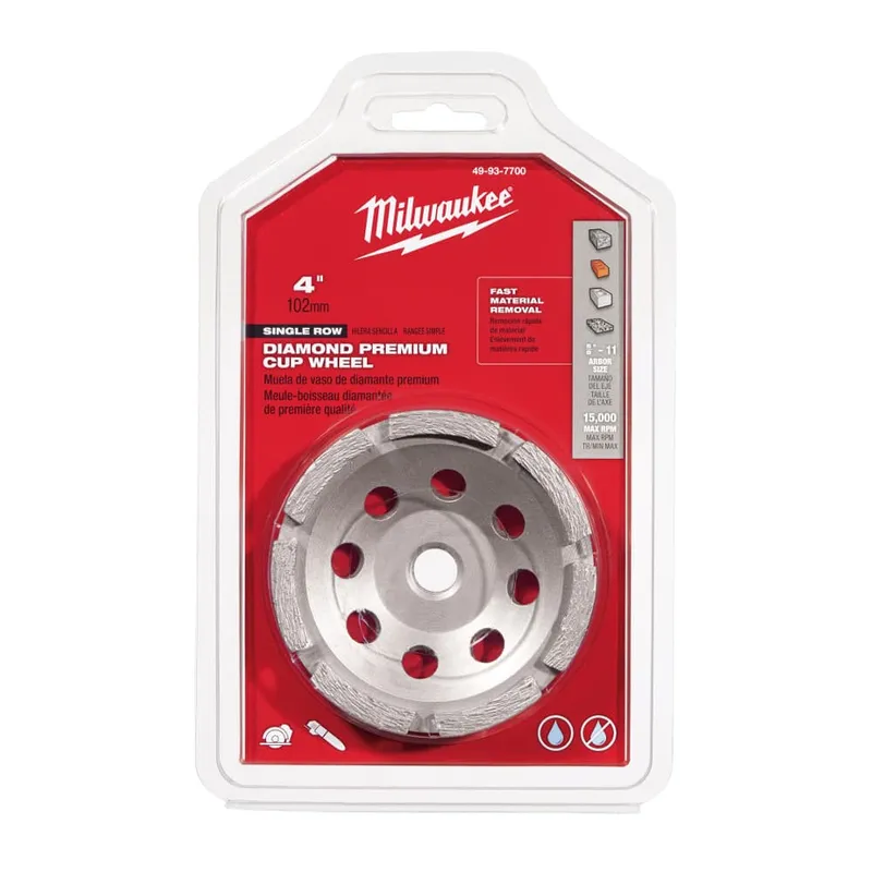 Milwaukee 4" Diamond Cup Wheel Single Rim