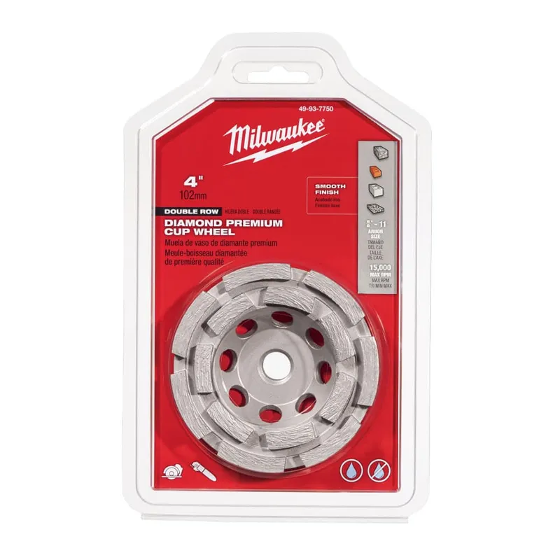 Milwaukee 4" Diamond Cup Wheel Double Rim