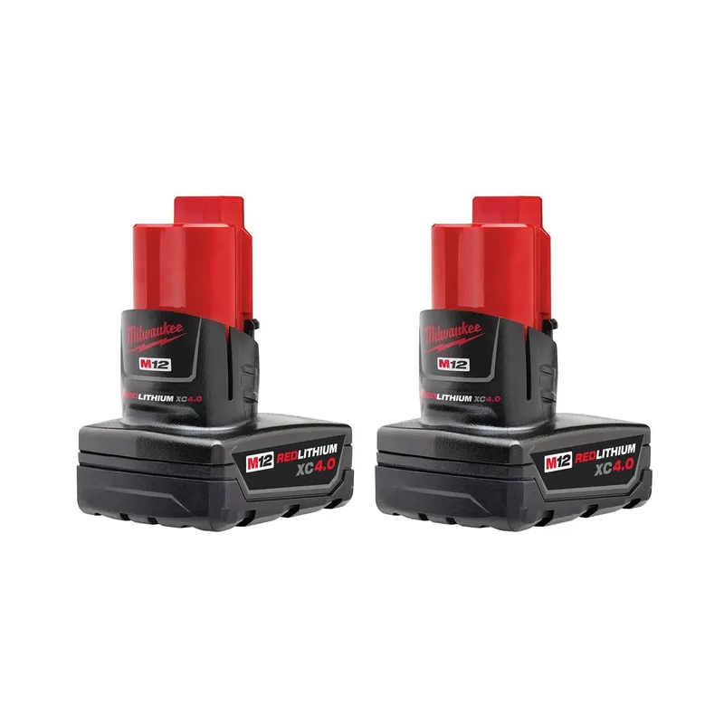 Milwaukee M12 REDLITHIUM XC4.0 Extended Capacity Li-Ion Battery Two Pack (2 Pack)