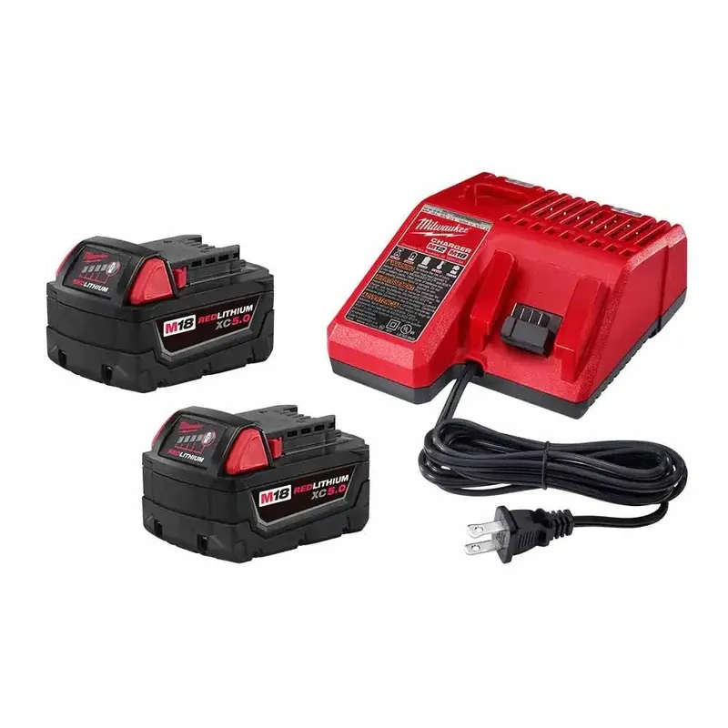 Milwaukee M18 18V Lithium-Ion Starter Kit With Two XC 5.0 Ah Battery Packs And Multi-Voltage Charger