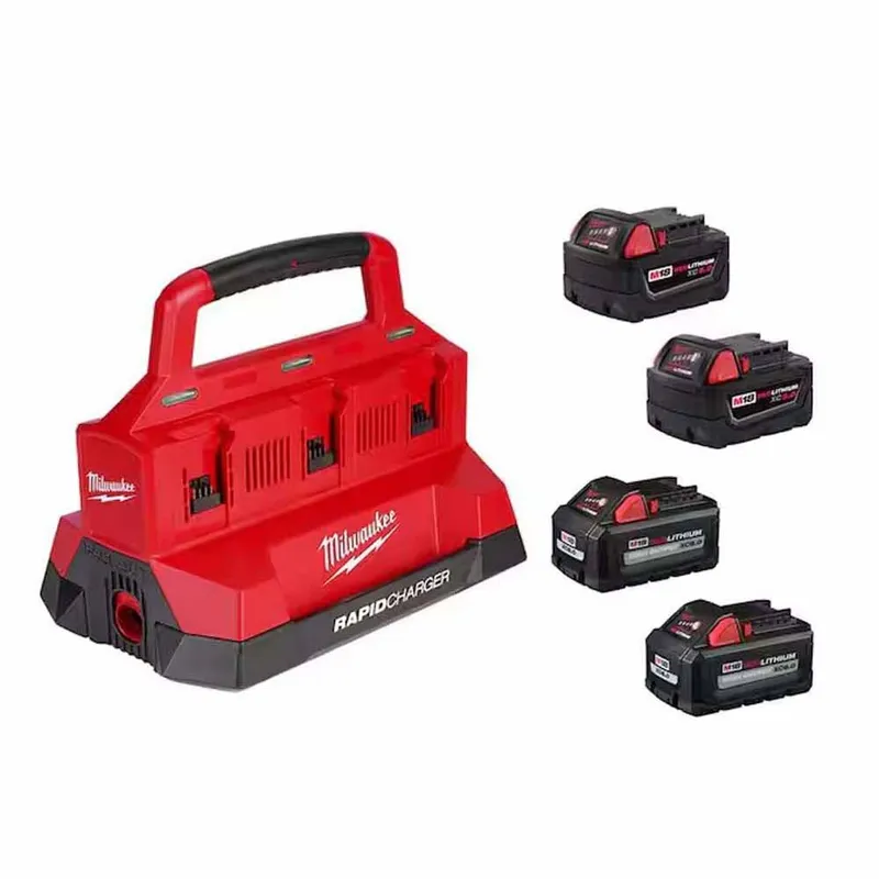 Milwaukee M18 PACKOUT Six Bay Rapid Charger Kit w/ (2) M18 HIGH OUTPUT XC6.0’s & (2) M18 REDLITHIUM XC5.0’s