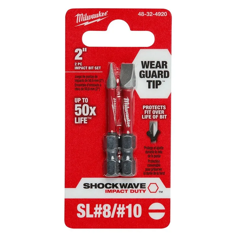 Milwaukee SHOCKWAVE 2" 2PC Slotted Impact Bit Set