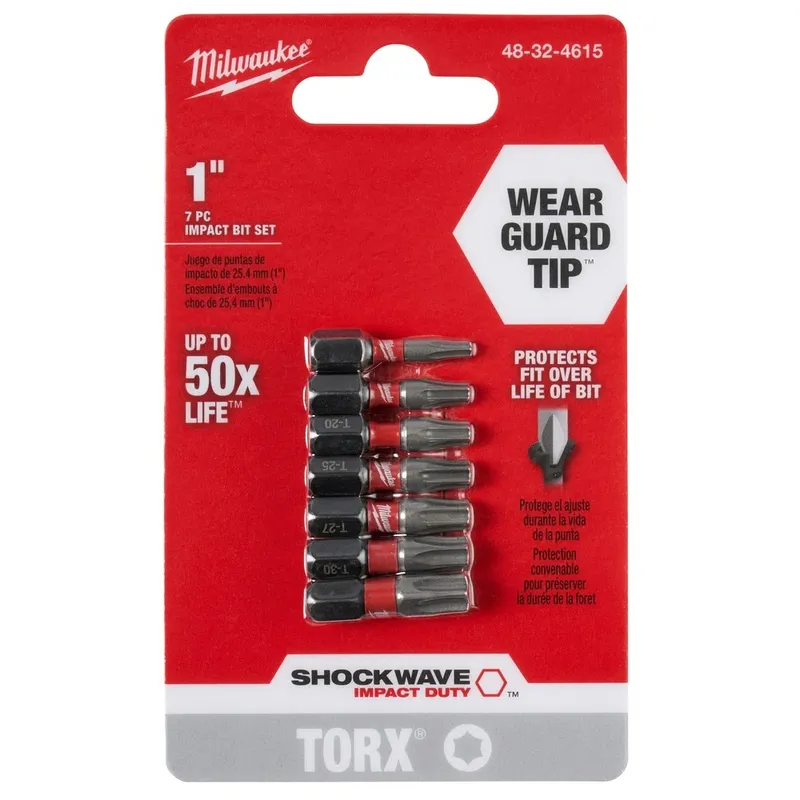 Milwaukee Shockwave 7 Piece Torx 1” Insert Bit Set