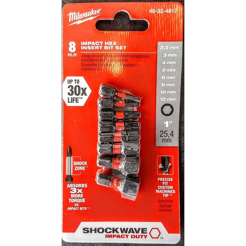 Milwaukee 8 Piece 1" Impact Hex Insert Bit Set