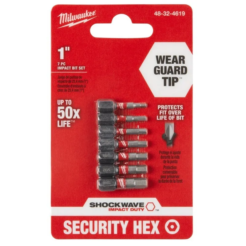 Milwaukee 7 Piece SHOCKWAVE Hex Security Insert Bit Set