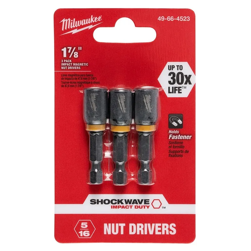Milwaukee SHOCKWAVE 5/16 X 1-7/8 Impact Magnetic Nut Driver 3PK