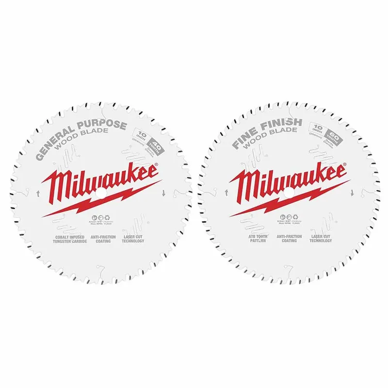 Milwaukee 10" 40T + 60T Two Pack Circular Saw Blades