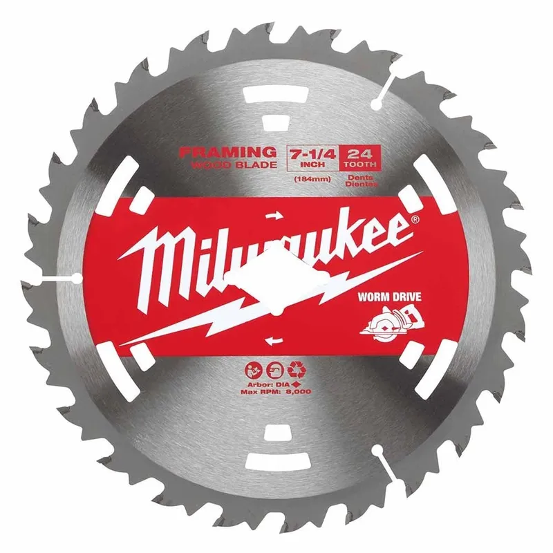 Milwaukee 7-1/4" 24T Worm Drive Basic Framer Circular Saw Blades 10 PK