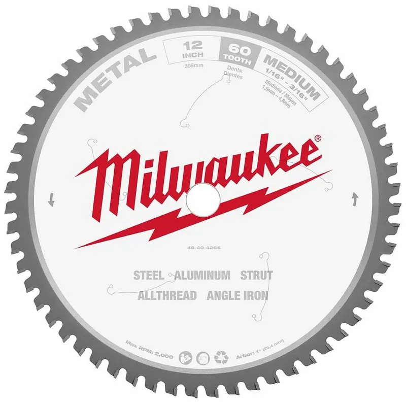 Milwaukee 12" 60T METAL CSB, 1"
