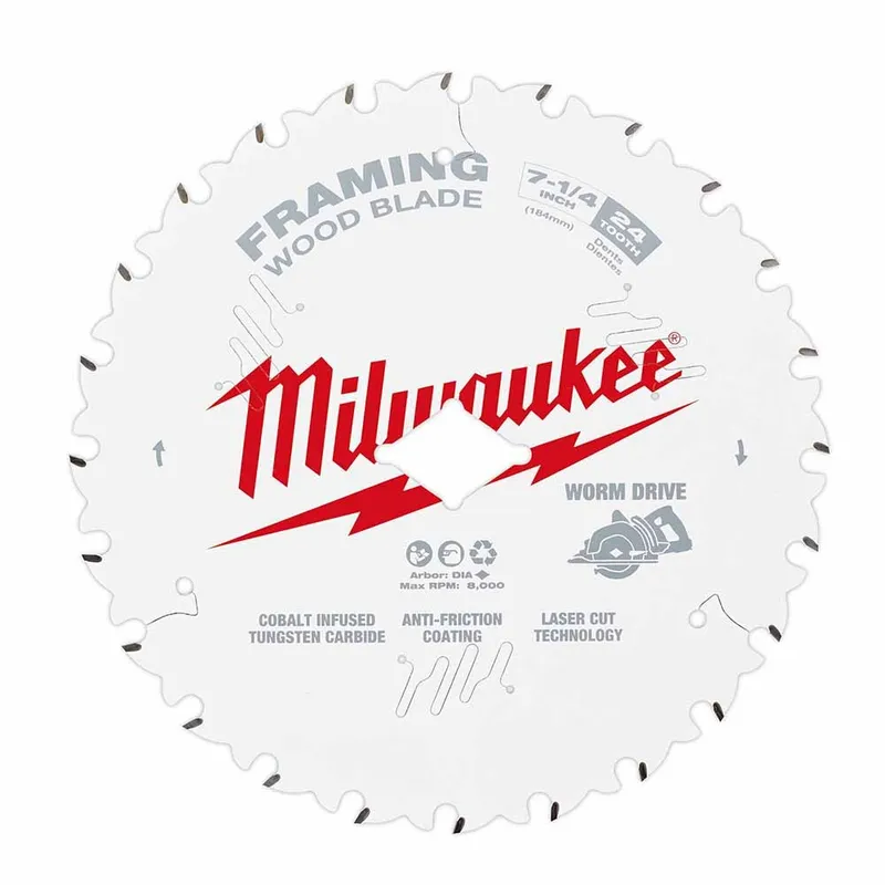 Milwaukee 7-1/4" 24T Worm Drive Framing Circular Saw Blades Bulk 10