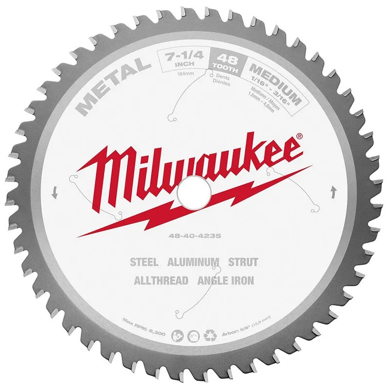 Milwaukee 7-1/4" 48T METAL CSB, 5/8"