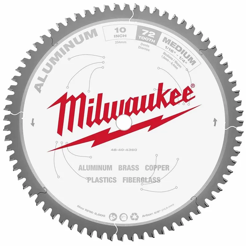 Milwaukee 10" 72T ALUMINUM CSB, 5/8"