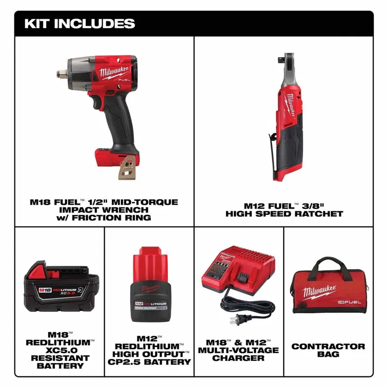 Milwaukee M18 Fuel & M12 Fuel 2-Tool Combo Kit