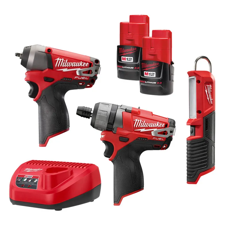 Milwaukee M12 FUEL Screwdriver, Impact, & Light Combo Kit
