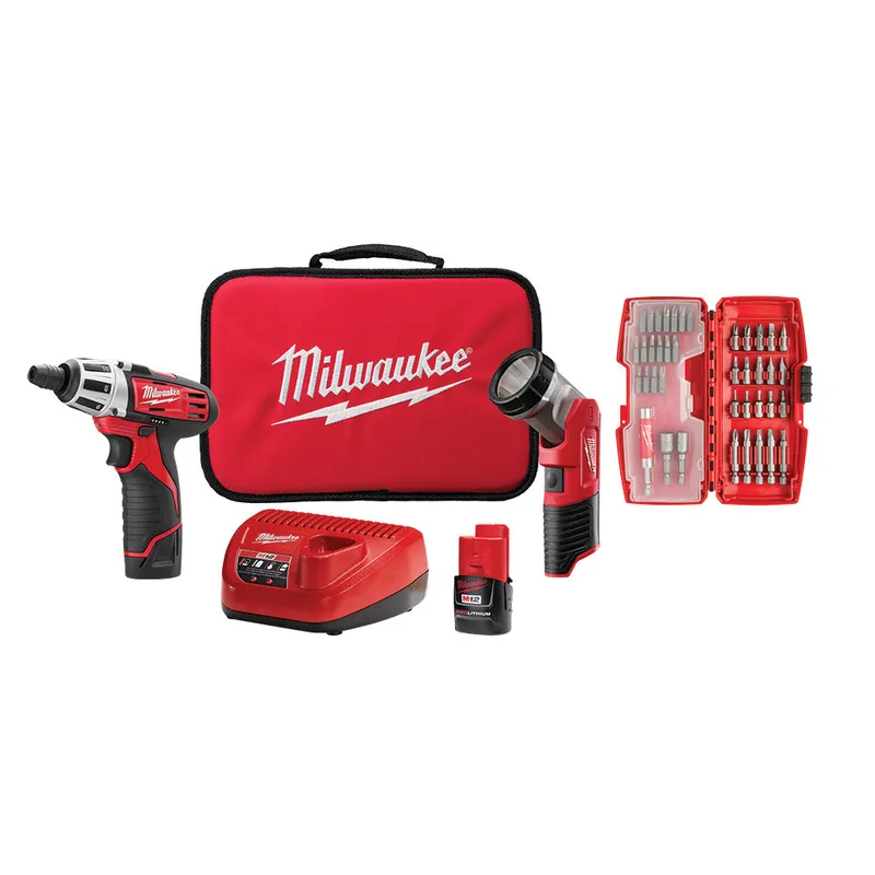Milwaukee M12 Screwdriver and LED Worklight Kit with Bit Set
