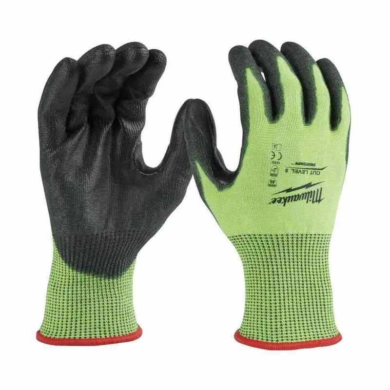 Milwaukee High Visibility Cut Level 5 Polyurethane Dipped Gloves - S