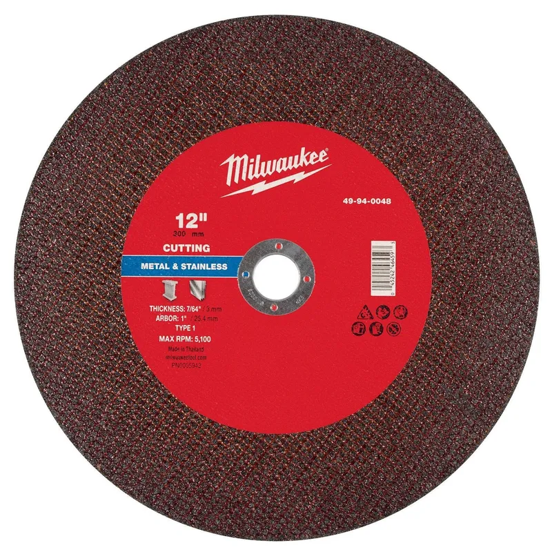 Milwaukee 12 in. x 7/64 in. x 1 in. Type 1 Metal Cut Off Wheel (10 Pack)