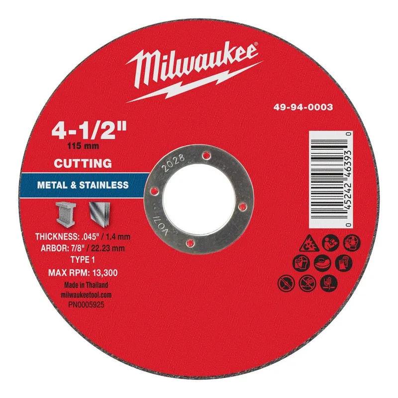 Milwaukee 4-1/2 in. x 0.045 in. x 7/8 in. Type 1 Metal Cut Off Wheel (25 Pack)