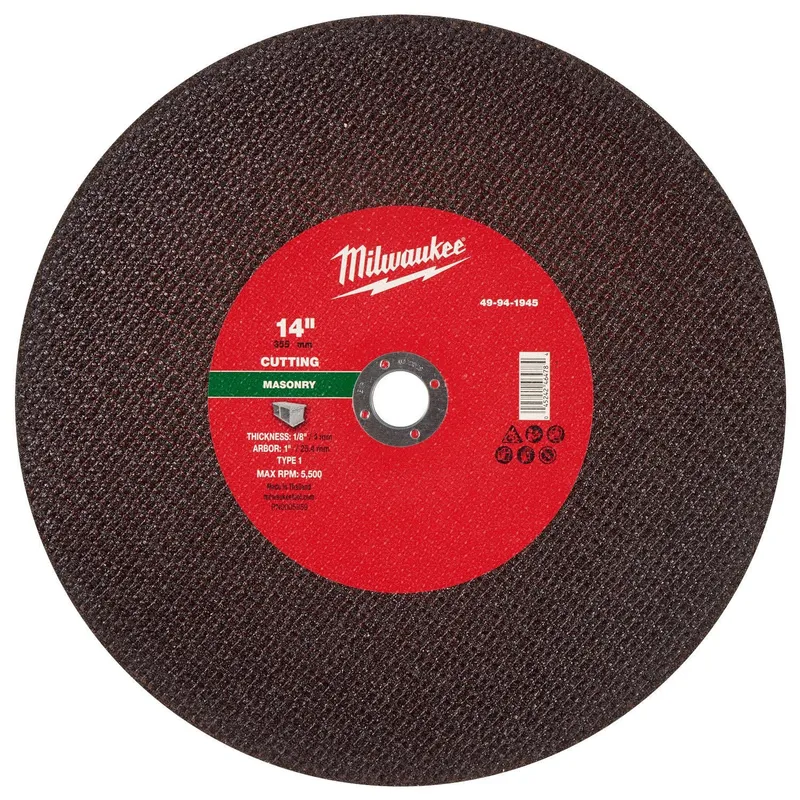 Milwaukee 14 in. x 1/8 in. x 20mm Masonry Cut Off Wheel Type 1 (10 Pack)
