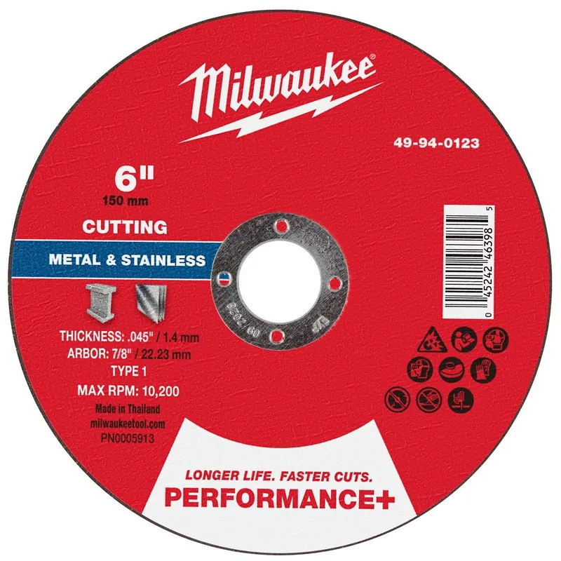 Milwaukee 6 in x 0.045 in x 7/8 in Performance Plus Metal Cut-Off Wheel Type 1 (25 Pack)