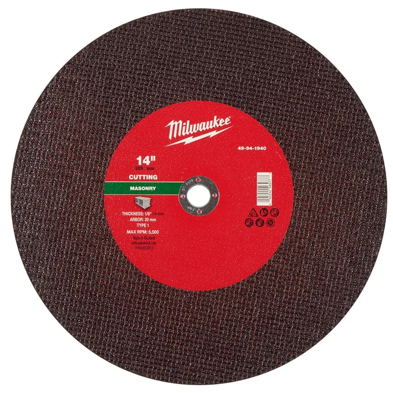 Milwaukee 14 in. x 1/8 in. x 1 in. Type 1 Masonry Cut Off Wheel (10 Pack)