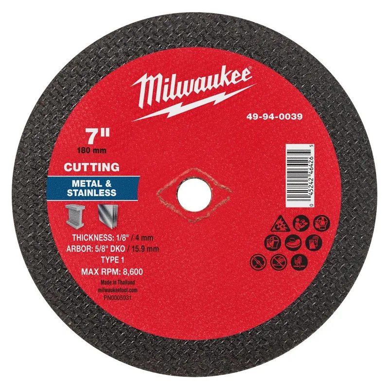 Milwaukee 7 in x 1/8 in x 5/8 in DKO Metal Cut Off Wheel Type 1 (10 Pack)