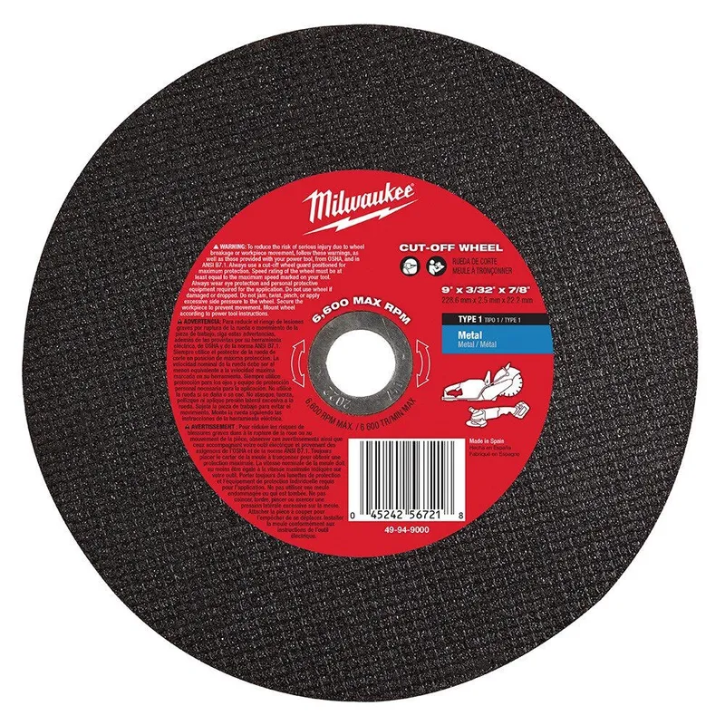 Milwaukee 9" X 3/32" X 7/8" METAL CUT-OFF WHEEL